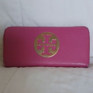 Tory Burch Pink and Gold Wallets with Glossy Finish